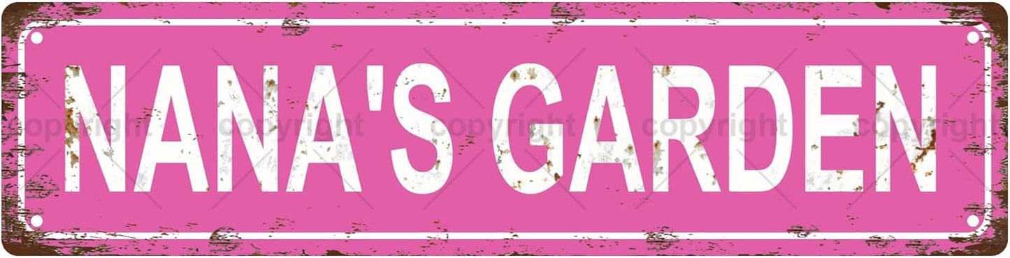 NANA'S GARDEN Vintage Metal Tin Sign, Street Sign, Home Decor, Room Decor, Wall Decor, Bathroom Decor, Bar Decor, Cafe Decor, Garage Decor, 16 x 4 Inch