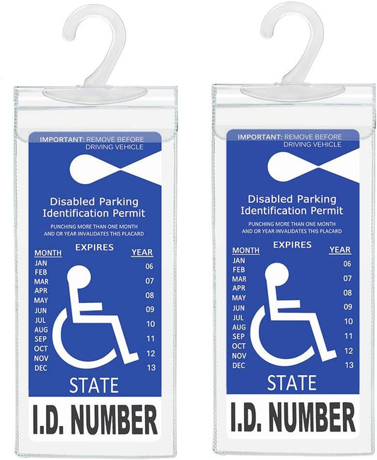 Handicap Parking Placard Holder, Ultra Transparent Disabled Permit Protective Cover with Large Hanger by Tbuymax (Set of 2)