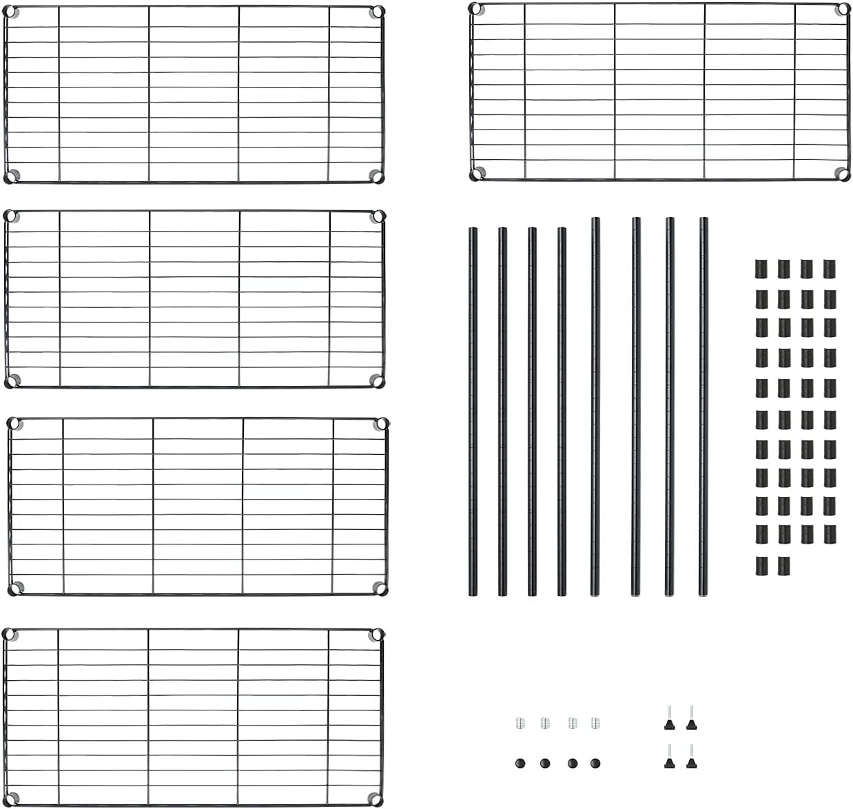 5 Tier Wire Shelving Unit Storage Rack, Metal Heavy Duty Utility Organizers, Organization Units for Products Plant Pantry, Garage, Laundry Racks Durable Shelf Stand,14"W x 30"L x 60"H, Black