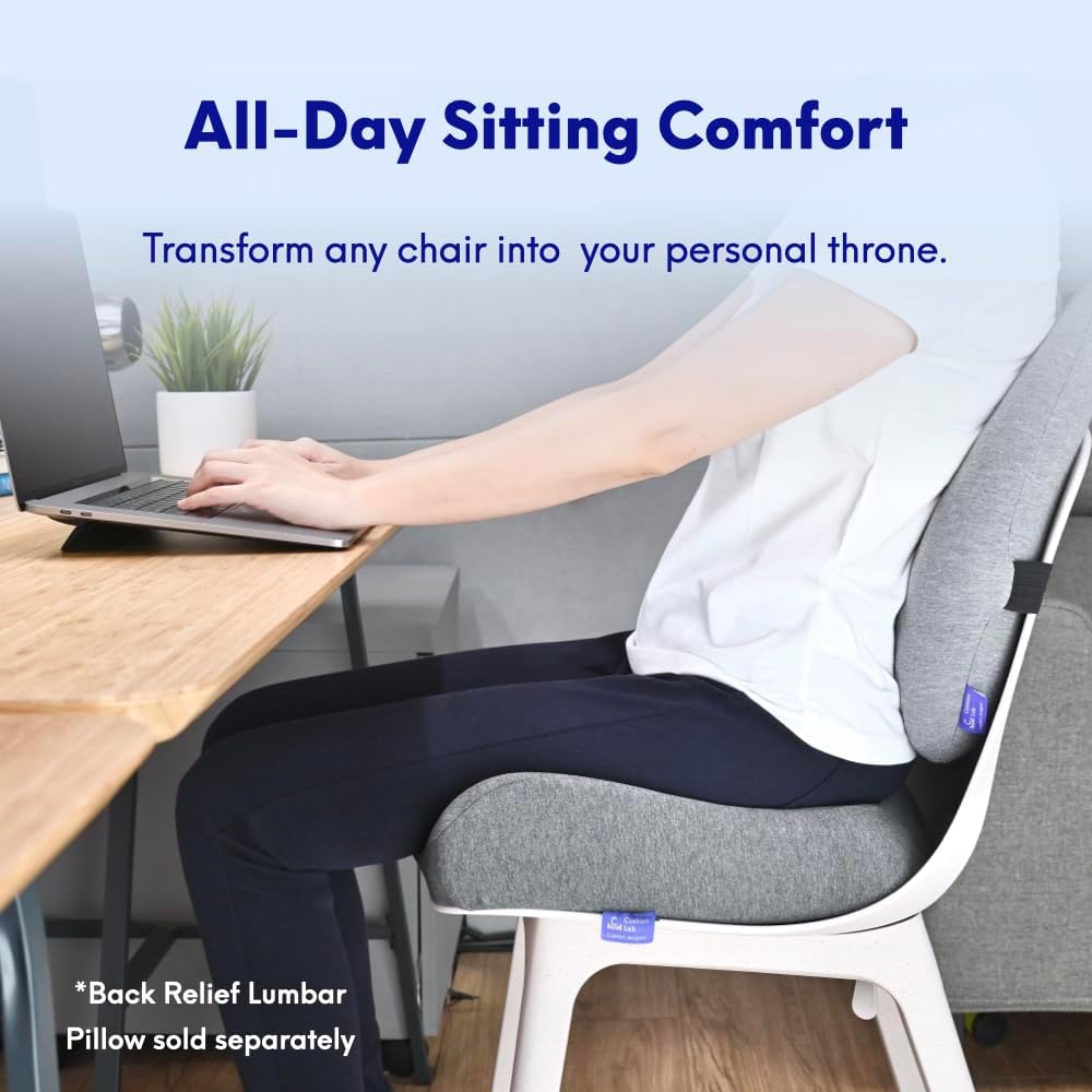 C CUSHION LAB Patented Pressure Relief Seat Cushion for Long Sitting Hours on Office/Home Chair, Car, Wheelchair - Extra-Dense Memory Foam for Hip, Tailbone, Coccyx, Sciatica - Wellness Green