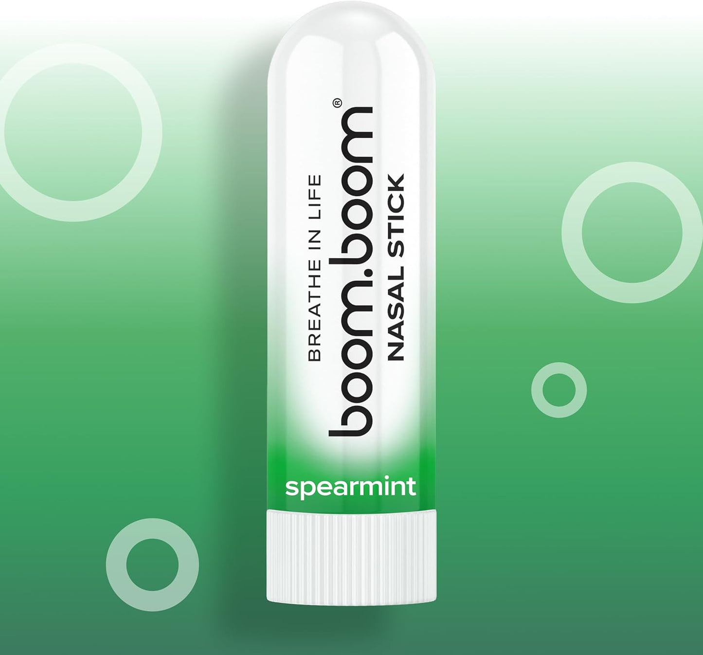 BoomBoom Nasal Stick | Vapor Flow Technology | Cool Refreshing Sensation | Natural Mood Boost | Simple Ingredients | Essential Oils + Menthol Inhaler (Spearmint)