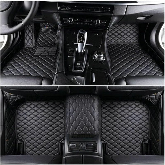Custom Artificial Leather Waterproof All-Weather Car Floor Mats Fit for 99% Sedan SUV Sports Car Vehicle Car Mat (Black)