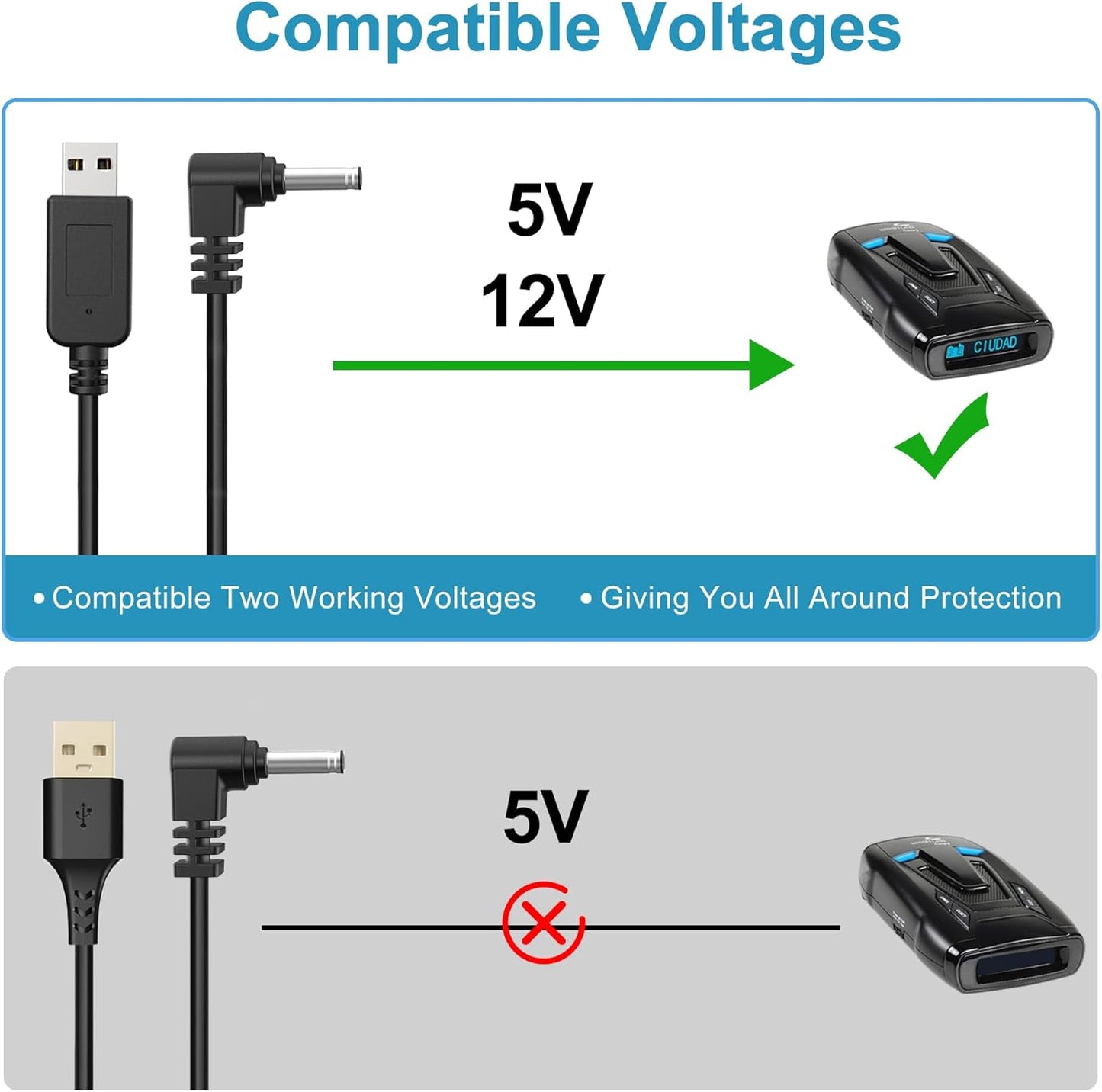Radar Detector Cable, USB to DC3.5 Plug Cord,Replacement Radar Detectors Power Cable for Cobr RAD 350 380 450 480i Uniden DFR1 DFR3 DFR5 Whistler Radenso Pro M Radar Detector (DC3.5-3.3FT)