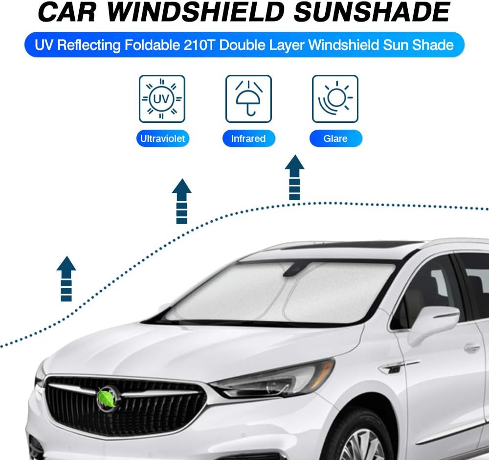 KUST Windshield Sun Shade for Buick Enclave Accessories 2018-2024 Custom Fit Sunshade Foldable Sun Visor Protector Blocks UV Rays Keep Your Car Cooler