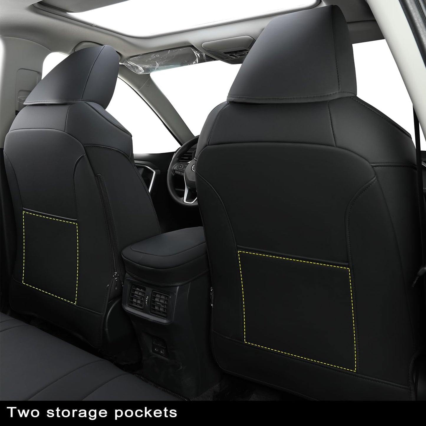 RISINGSTAR Rav4 Hybrid Seat Covers, fit 2019-2025 Toyota Rav4 Hybrid LE,XLE,Woodland Edition,XLE Premium,Limited, Not for XSE/SE/Plug-in(Black)