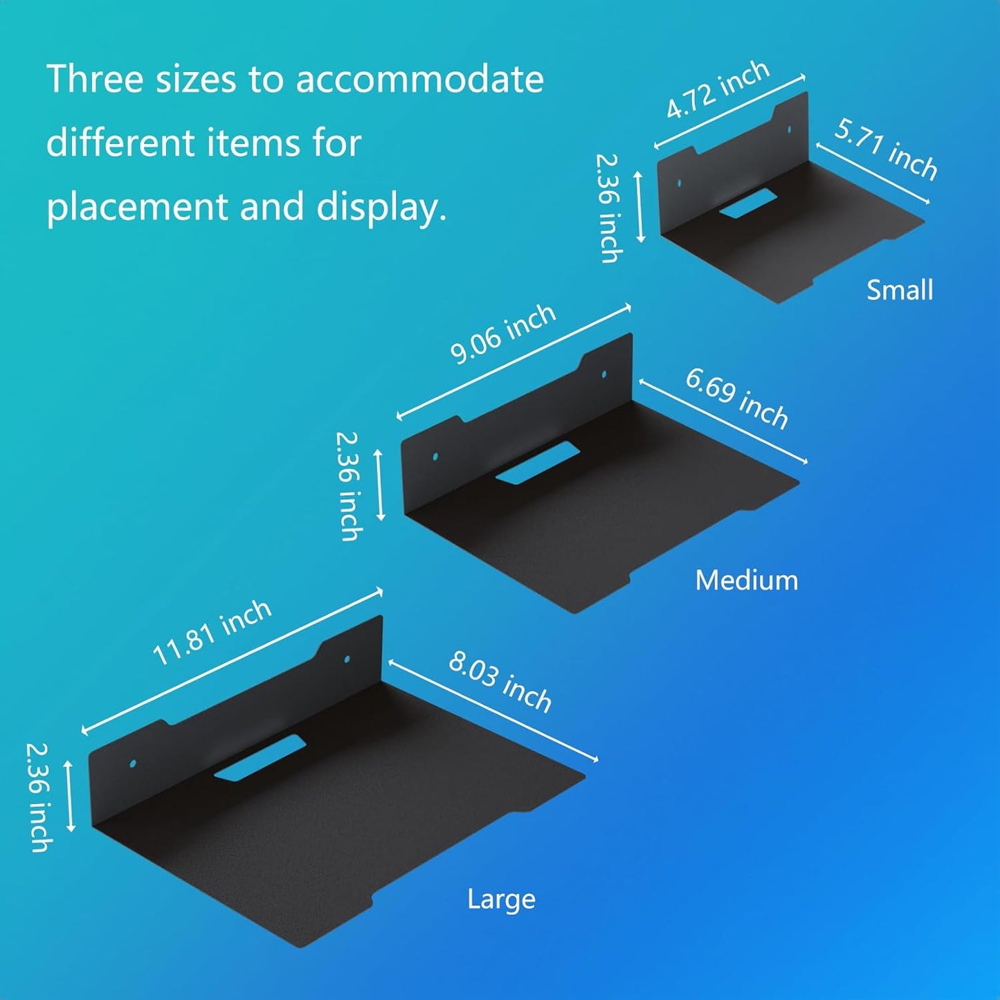 Floating Metal Wall Mount Shelf, Shelf for TV Cable Box,Apple Roku, Sound Bar,Soundbar, Camera,Decor Display (1, Small)