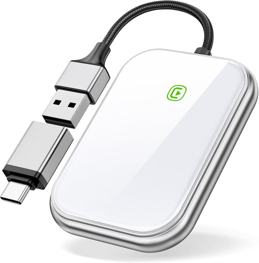 Wireless CarPlay Adapter - Fast & Stable Connection for Carplay Wireless Adapter Convert Factory Wired to Wireless CarPlay Dongle Plug & Play Car Play Fit for iPhone iOS 10+ (Silver)