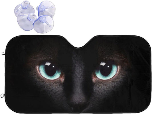 Black cat Eyes Car Windshield Sunshade Front Window Sun Visor Protector Foldable Shield Cover for Truck SUV