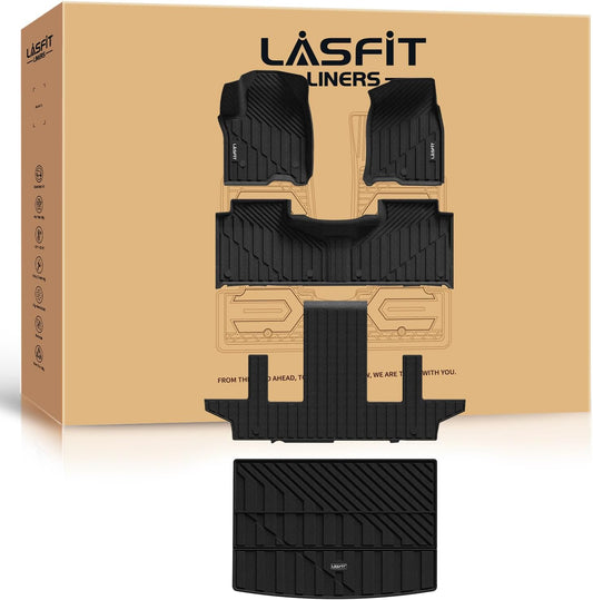 LASFIT Floor Mats & Cargo Liner 2021-2025 & Only 7 Seats (Not for 8/9 Seats) for Chevy Suburban/GMC Yukon XL(Only Yukon XL, Not Fit Yukon)/Cadillac Escalade ESV(Only Escalade ESV, Not Fit Escalade)