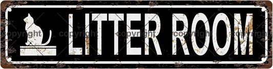 LITTER ROOM Vintage Metal Tin Sign, Street Sign, Home Decor, Room Decor, Wall Decor, Bathroom Decor, Bar Decor, Cafe Decor, Garage Decor, 16 x 4 Inch