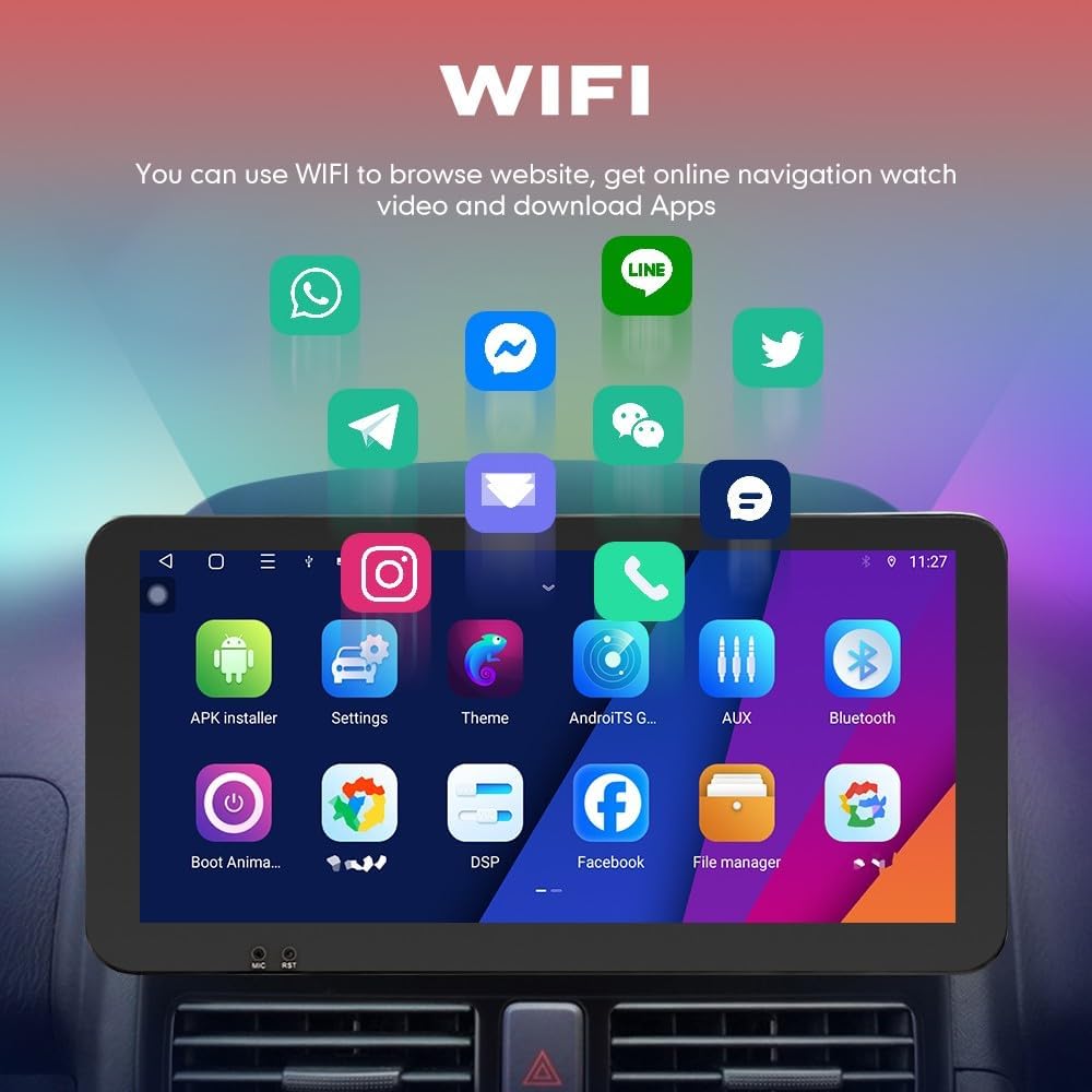 Kunfine Car CarPlay Android Auto Navigation Stereo GPS Radio Reverse Camera Display 10.33" QLED Touchscreen Headunit Tablet Media Player for Peugeot 301 13-22, if Applicable Octa Core 6G+128G Silver