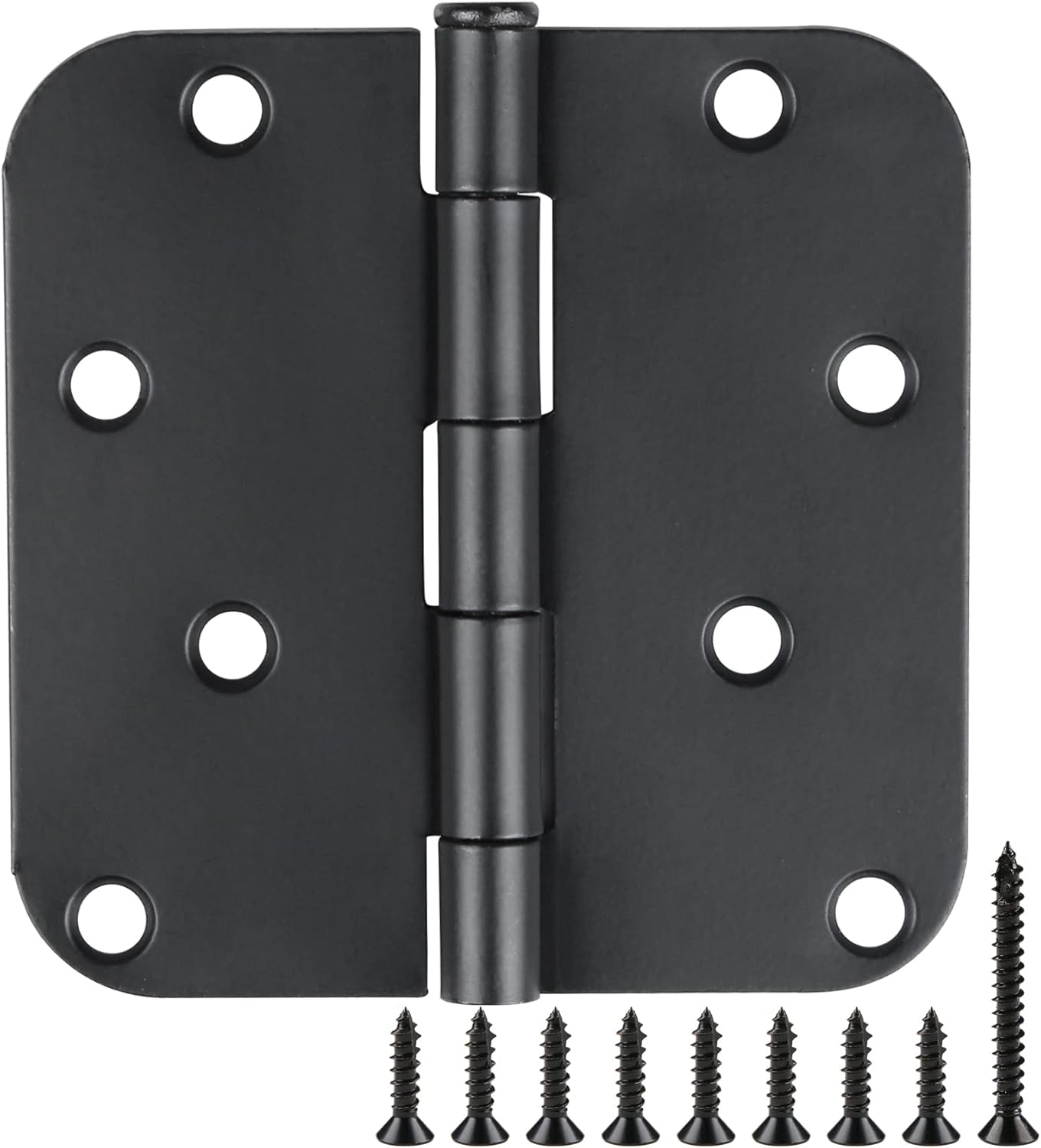 18 Pack Black Door Hinges 4 Inch x4 Rounded Heavy Duty Exterior Door Hinges Black Matte Black Hinges for Interior Doors,Front/Entry/Hinged/Steel/Barn-Style/Inside/Outside Door Hardware Hinge 8 Holes