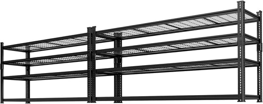Storage Shelves Heavy Duty 2 PCS, 60"L x 24"W x 60"H Garage Wire Shelving Unit Loads 2640LBS, 4-tier Adjustable Metal Industrial Utility Shelf Rack for Kitchen, Laundry, Pantry, Warehouse, Basement
