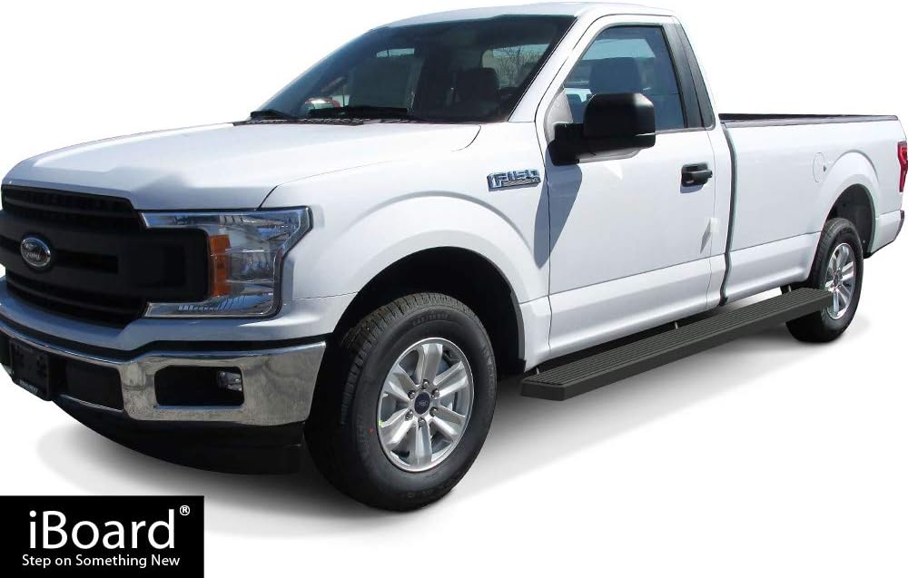 APS Running Boards 6-inch Black Compatible with Ford F150 2015-2025 Regular Cab & F-250 F-350 Super Duty 2017-2025 Stainless Steel (Nerf Bars Side Steps Side Bars)