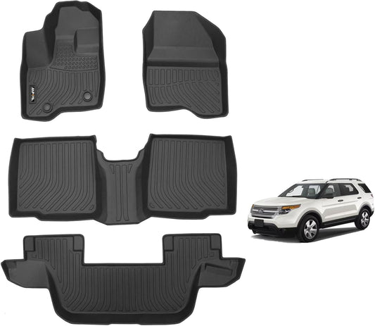 AIPOIL® Floor Mats for 2011-2014 Ford Explorer 7 Seats | All-Weather | Easy to Clean | All-Round Protection丨Full Set Automobile mats Accessories.