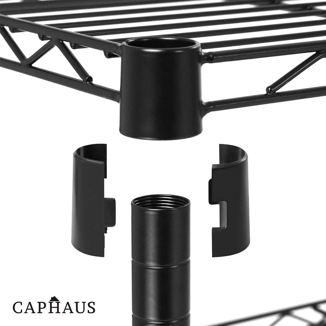 CAPHAUS 4-Tier Adjustable Height Wire Shelving Unit, Wire Rack Shelving, Metal Steel Storage Shelves, Garage Shelving Storage Organizer, Utility Storage Shelf, Without Wheels, Black