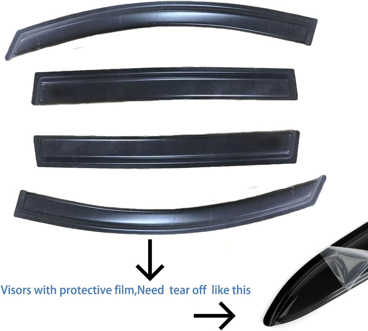4pcs Outside Mount Style Sun Rain Guard Durable Side Window Wind Deflectors Dark Smoke Vent Window Visors Compatible with 2008-2015 Toyota Highlander
