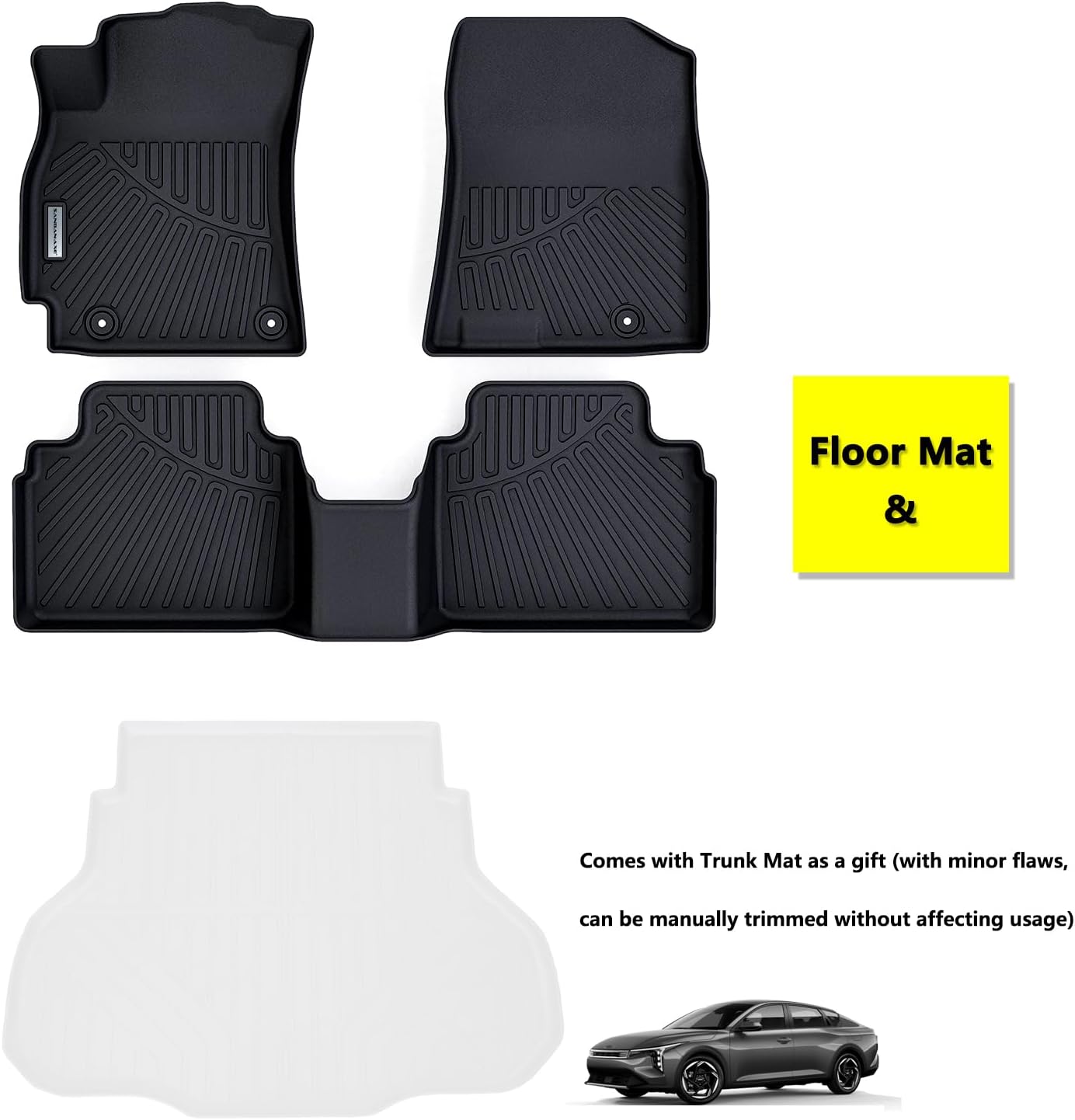 Floor Mats for 2024 2025 KIA K4,TPE All Weather Protection Car Floor Liners-Black