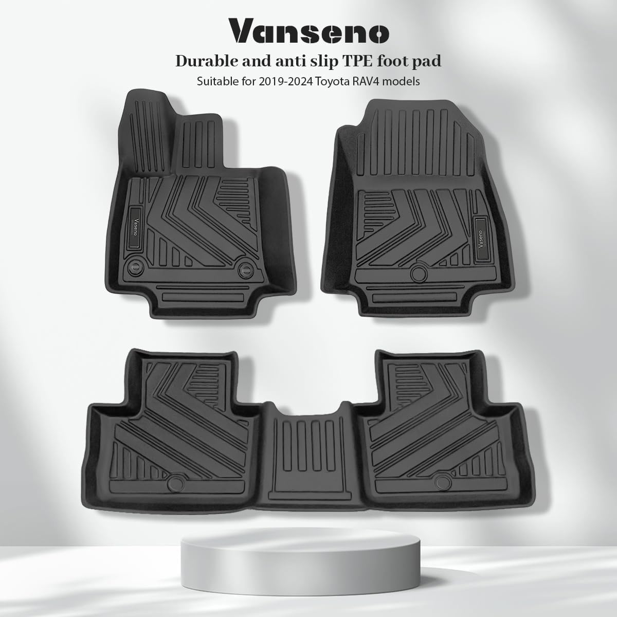 Vanseno Compatible for 2019-2025 Toyota Rav 4 Floor Mats & Cargo Liners Car Trunk Mats Rubber Mat All-Weather Protection for 2019 2020 2021 2022 2023 2024 2025 Rav 4 Accessories (No Hybrid)