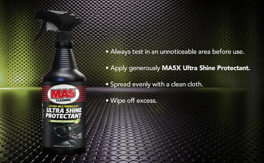 MA5X Ultra Shine Protectant | Car Interior Cleaner | Multi-Surface Car Interior Protectant with Green Apple Scent | UV Resistant | 32oz Spray Bottle | Pack of 2