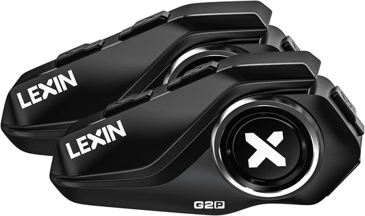 LEXIN G2P Motorcycle Helmet Bluetooth Headset, Group Intercom Communication Systems, FM Radio/ 6 Shells/Universal Pairing/Private Talk/Noise Cancellation, Fit for Snowmobile/ATV, 2 Pack