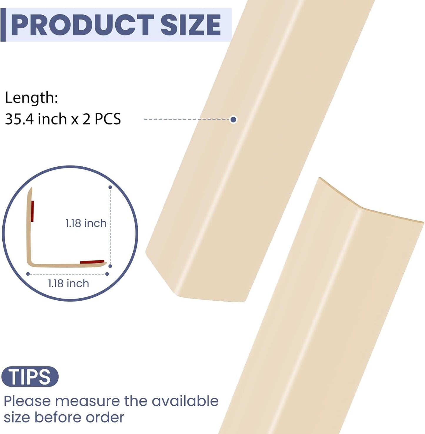 2PCS Wall Corner Protectors Guards - Self Adhesive Corner Protector & Corner Guards for Walls Edge Protection, Easy to Apply - No Tools Needed(Beige, 35.4"x1.18")