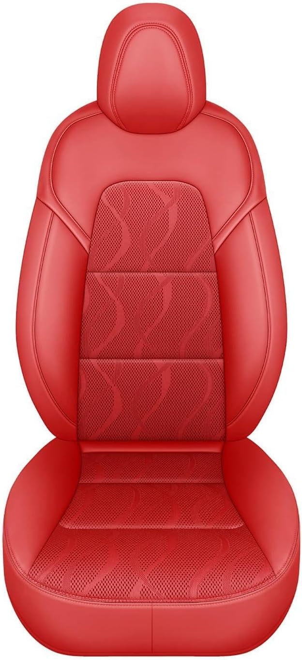 Tesla Model Y Seat Cover Full Set, Faux Leather Tesla Car Seat Cover, Perfect Suitable for Tesla Model Y 2020 2021 2022 2023 2024 2025 (Red)