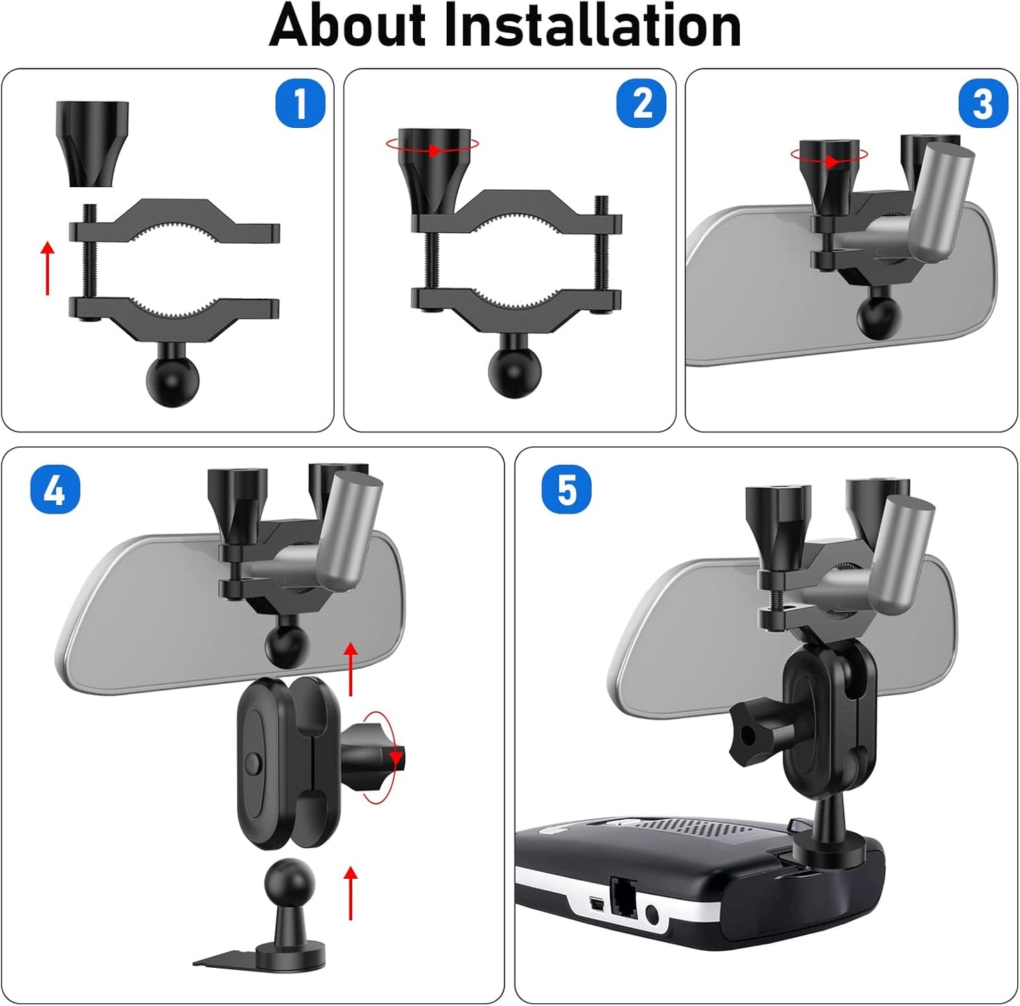 Radar Detector Mount,Rearview Mirror Stem Radar Detector Mount,for Escort Max,Max2,MAX360 Radar (Not Compatible with MAX360C & MAX3,Not Suitable to Radar Mount with Magnetic Connection)