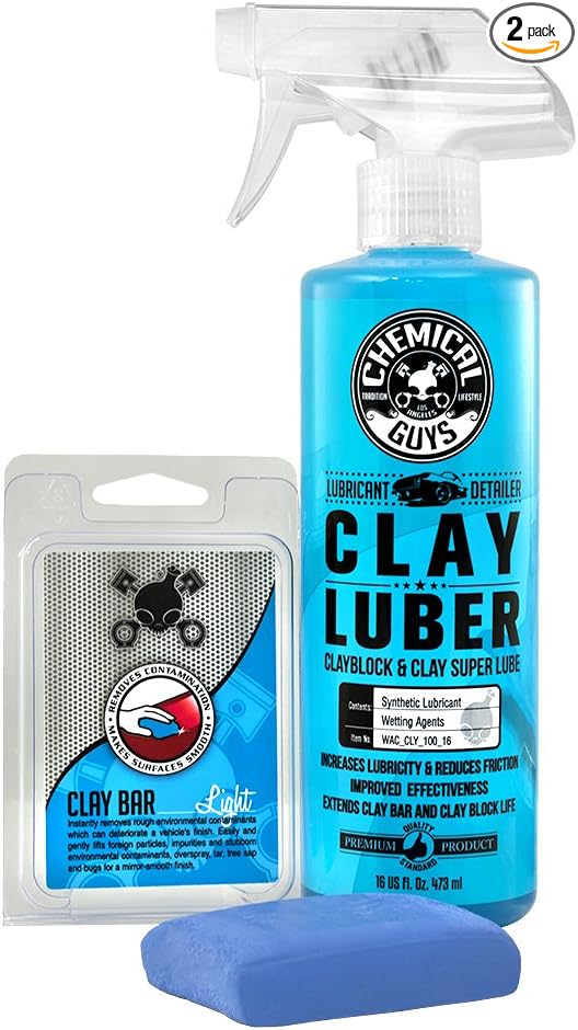 Chemical Guys CLY_109 Light Duty Clay Bar and Luber Synthetic Lubricant Kit, 16 oz (2 Items), Blue