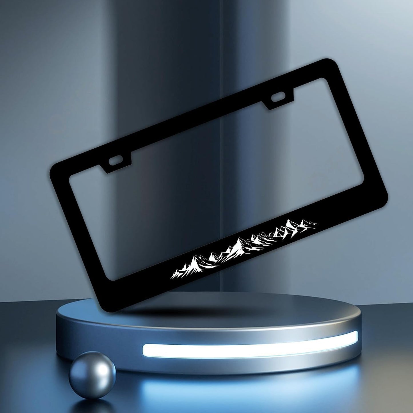 Mountains License Plate Frames - 2 Pcs Set 2 Holes Stainless Steel Metal Novelty Auto Car Accessories Decoration License Plate Frame Cover Size 6.3" x 12.2" Fit US Vehicles for Women Men Gift