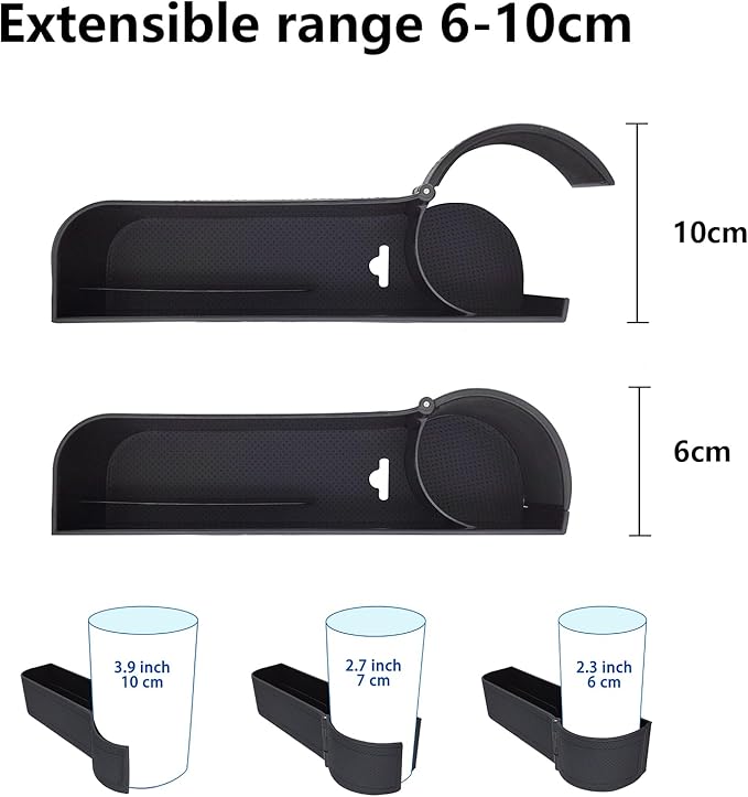 Car seat gap filler organizer,multifunctional car seat organizer,Adjustable Cup Holder car console side storage box Holders phone, sunglasses,car accessories(Black)