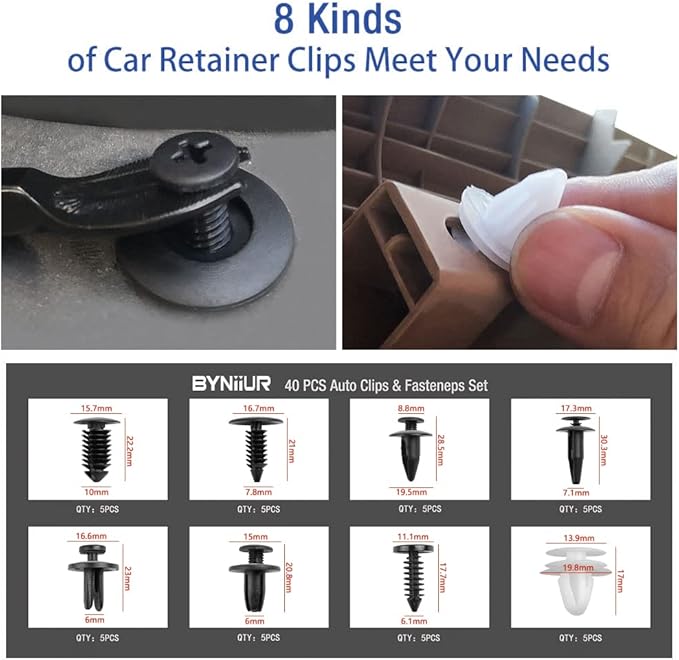 BYNIIUR Trim Removal Tool,Auto Push Pin Bumper Retainer Clip Set Fastener Terminal Remover Tool Adhesive Cable Clips Pry Kit Car Panel Radio Removal Auto Clip Pliers, Blue