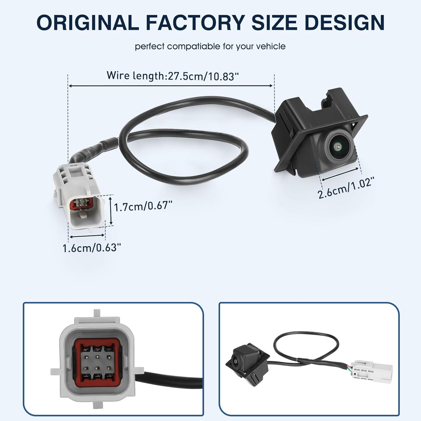 Rear View Backup Camera Fit for Cadillac SRX 2010-2016, Reversing Parking Assist Camera OE Replacement 20910350 15926122 22915398 (6 Plug pin Holes)