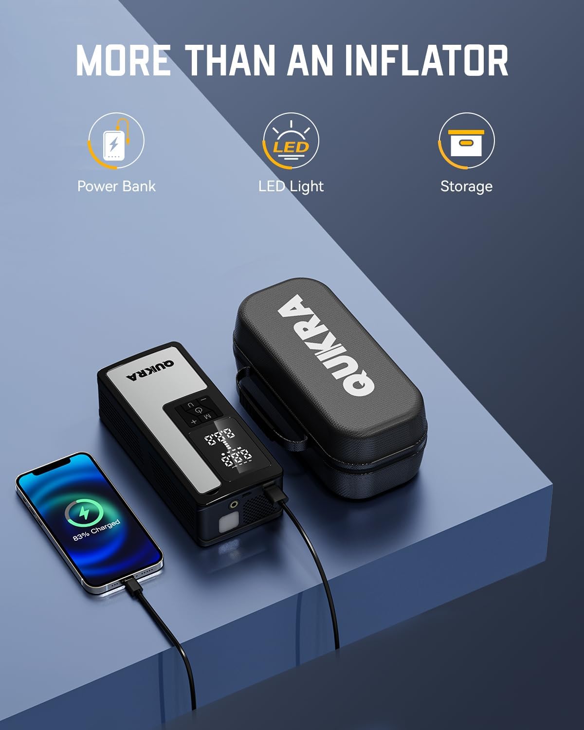 P009 Tire Inflator Portable Air Compressor, 4× Faster 150PSI Air Pump, Auto Shut-off Cordless Tire Pump, Smart Air Compressor with LED Light and Pressure Gauge for Car Motorcycle Bike and Ball