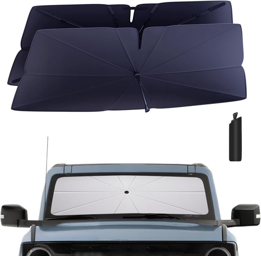 Windshield Sun Shade Umbrella: for Ford-Bronco-Sport-2021-2024 - Front Custom Car Window Shades - Double Thickened Foldable Bronco Sport Sunshades Block UV Keep Cool