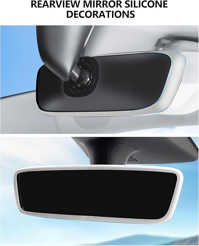 for Tesla Protector Trim Frame Model Y Juniper Model 3 Highlan 2026 Screen Edge Frame Rearview Mirror Cover Model Y Accessories Interior Silicone Decorations Center Console Decor White