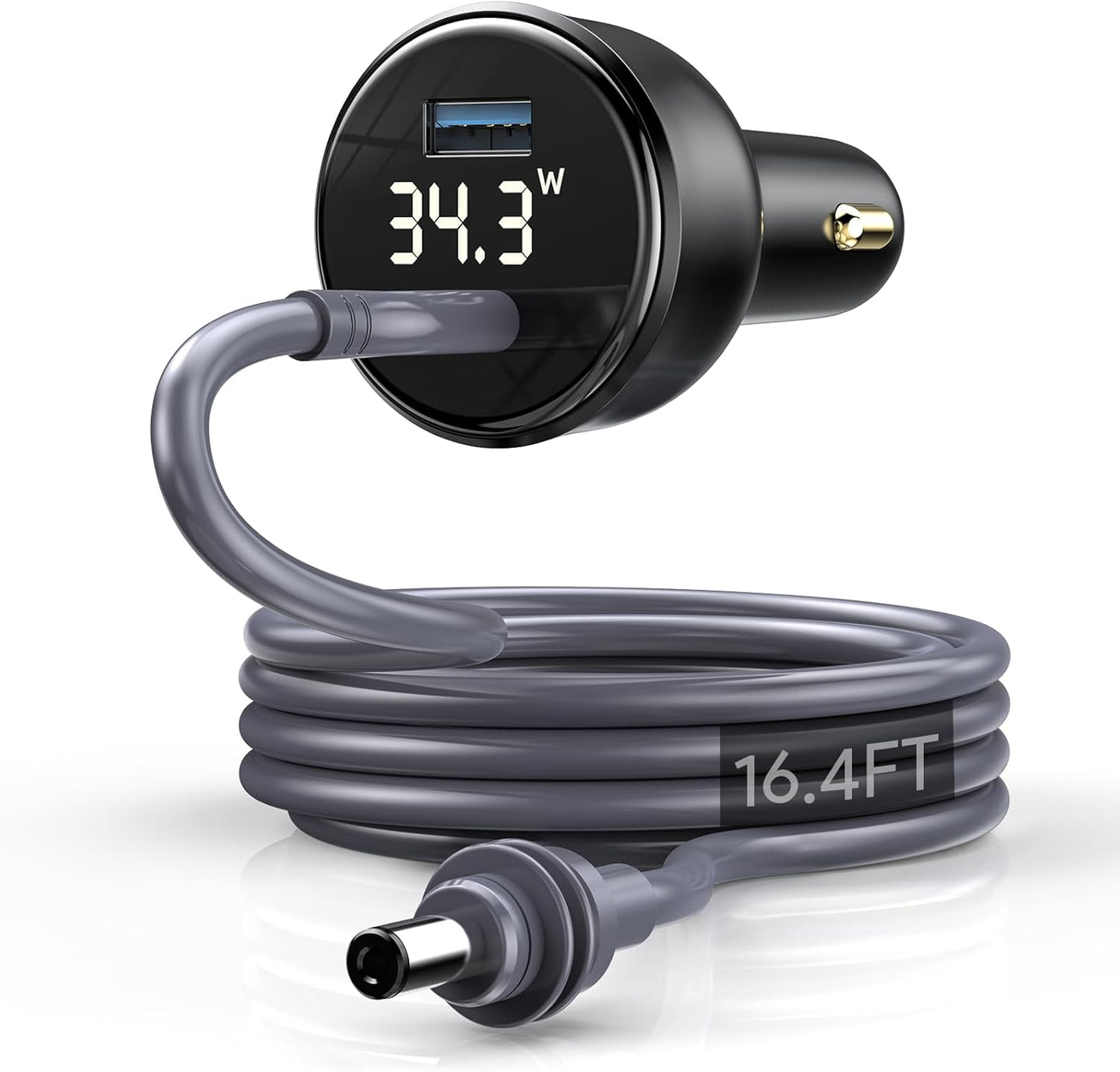 EDUP Starlink Mini Car Adapter DC Power Cable & Starlink Cigarette Lighter Adapter with Digital Display, Waterproof Car Charging Cable,USB A 35W & USB C 65W Ports for Star Link Mini (5M/ 16.4FT)