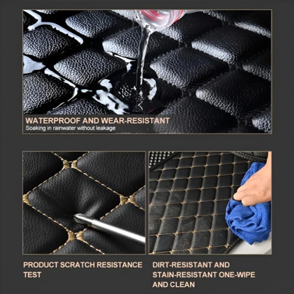 Add Personal Touch to Your Vehicle with IMEISH Customizable Logo Text Car Mats for 99% of vehiclesPads Protection Non-Slip Leather Floor Liners (Black red Stripe)