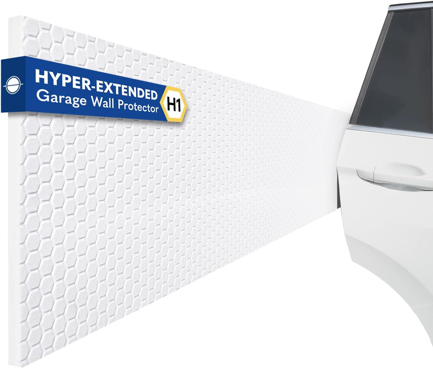 H1 Garage Wall Protector Car Door Wall Protector, Tool-Free, Designed in Australia (White, 2 Pack)