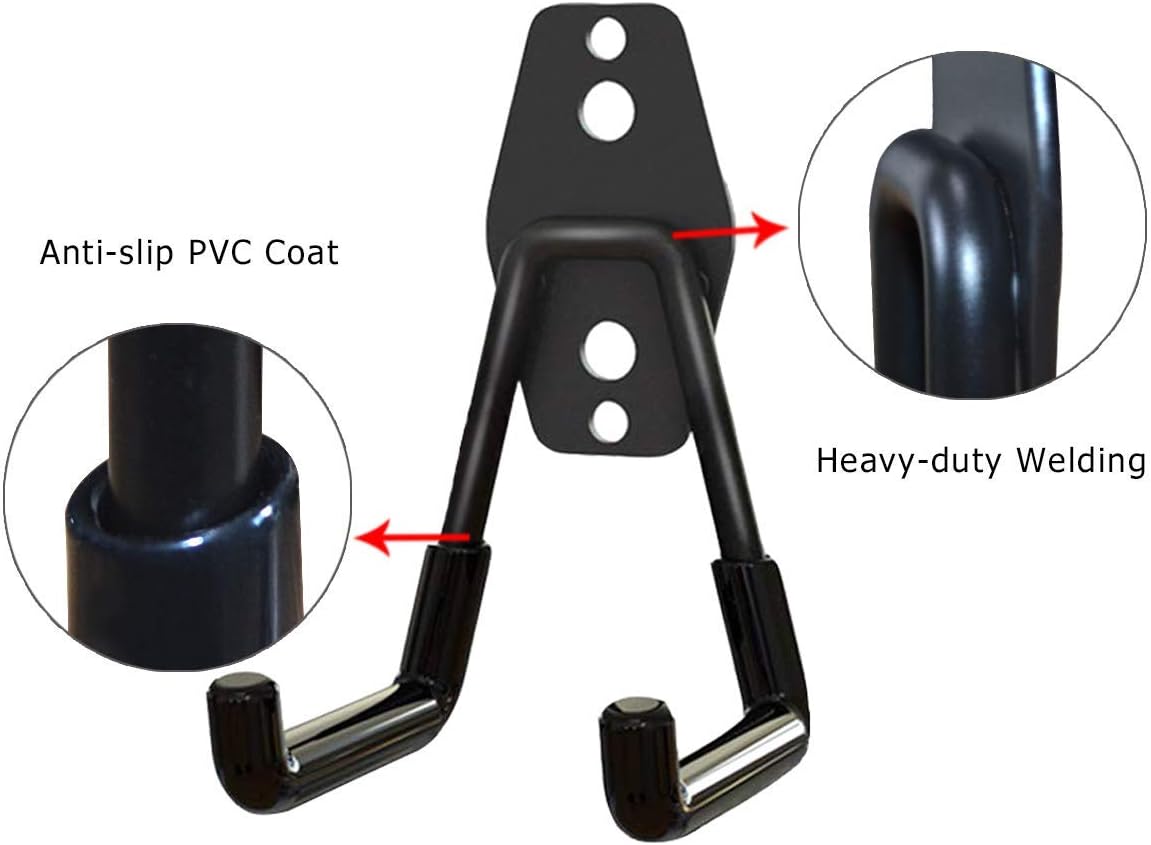 Garage Storage Utility Hooks，Garage Garden Tool Organizer，Steel Wall Mount Hooks, Garden Small U Hooks (4 Pack-Black)