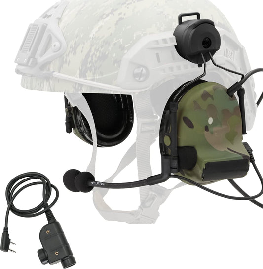 COMTA 2 Helmet-Type Tactical Headset with U94 PTT 2pin，Noise Canceling Headphones，for Airsoft Hunting Shooting