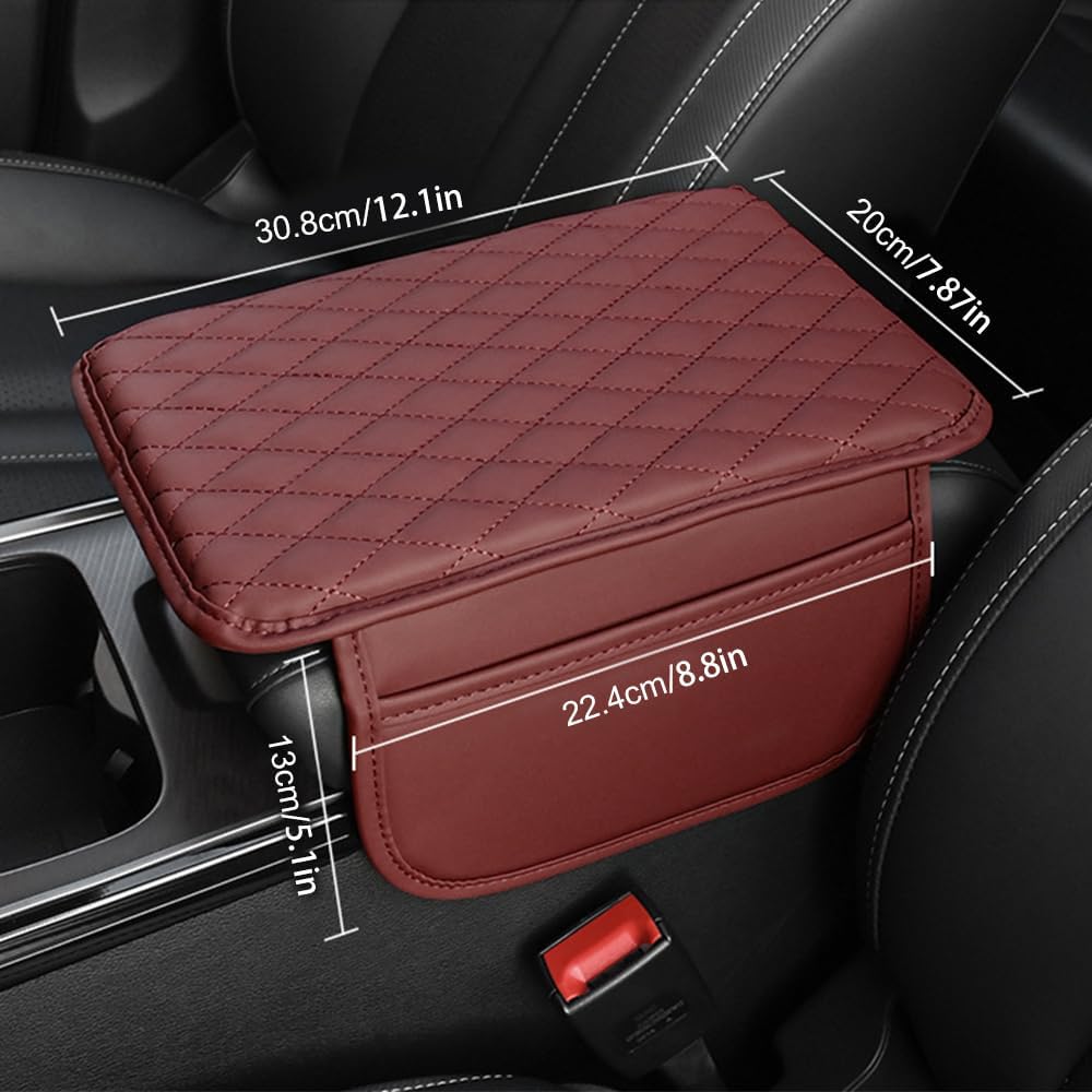 Memory Cotton Leather Car Armrest Box Pad, 2025 New Universal Style Memory Cotton Car Armrest Box Pad, Upgrade Vehicle Seat Box Cushion Protector for SUV Truck (Black)