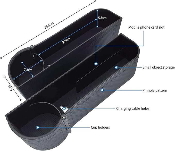 Car seat gap filler organizer,multifunctional car seat organizer,Adjustable Cup Holder car console side storage box Holders phone, sunglasses,car accessories(Black)