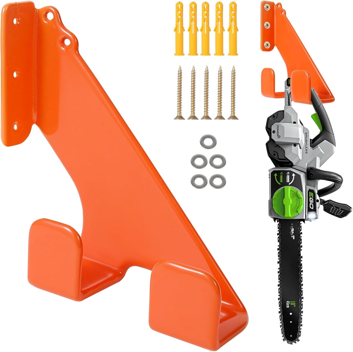 Chainsaw Hanger,1 Pack Durable Chainsaw Holder, Heavy Duty Wall Mount Hanger, Chainsaw Storage Rack for Garage & Shed, Anti-Scratch Organizer for Garage Organization