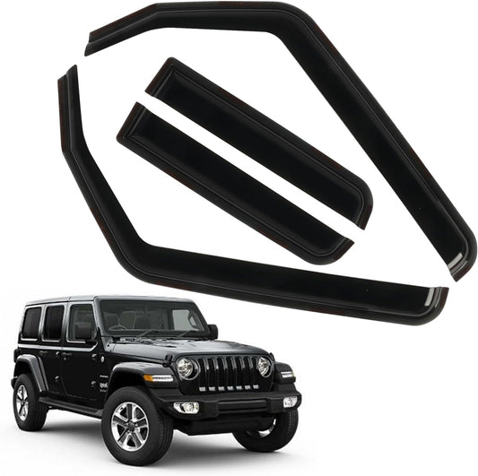 in-Channel Rain Guards Fit for 2018-2025 Jeep Wrangler JL/Gladiator 4-Door 2020-2025, Durable Vent Window Visors Shade, Side Wind Deflectors, 2019 2020 2021 2022 2023 2024