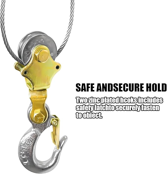 Come Along Winch 1-Ton Heavy Duty with 6.56ft Steel Cable & 2 Hooks - Dual Gear Power Puller Tool for Automotive Hoisting and Construction Lifting