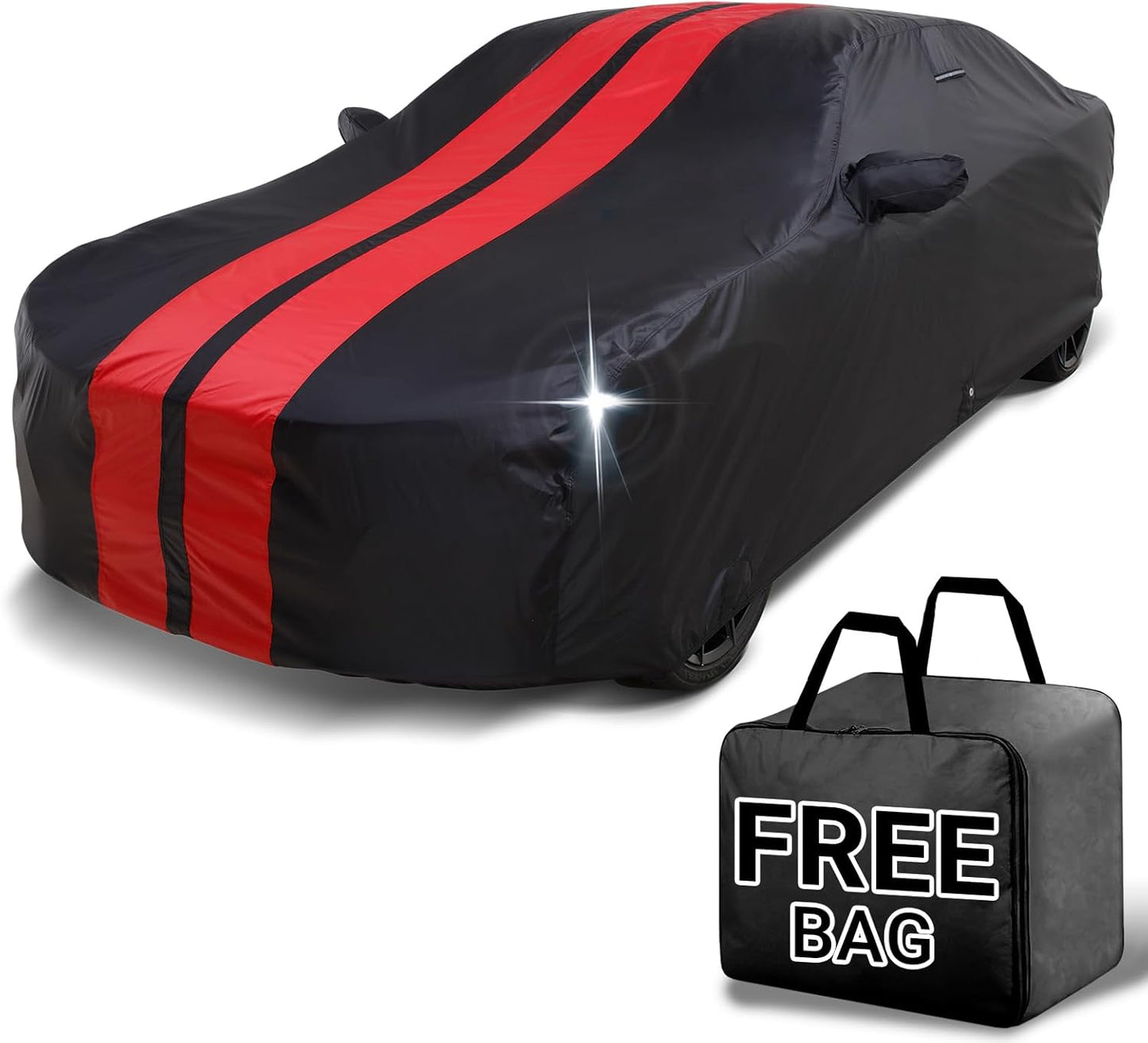 iCarCover Custom Car Cover for Buick Somerset (1985-1988) Waterproof All-Weather Rain Snow UV Sun Protector Full Exterior Indoor Outdoor Car Cover (Stripe - Black/Red)