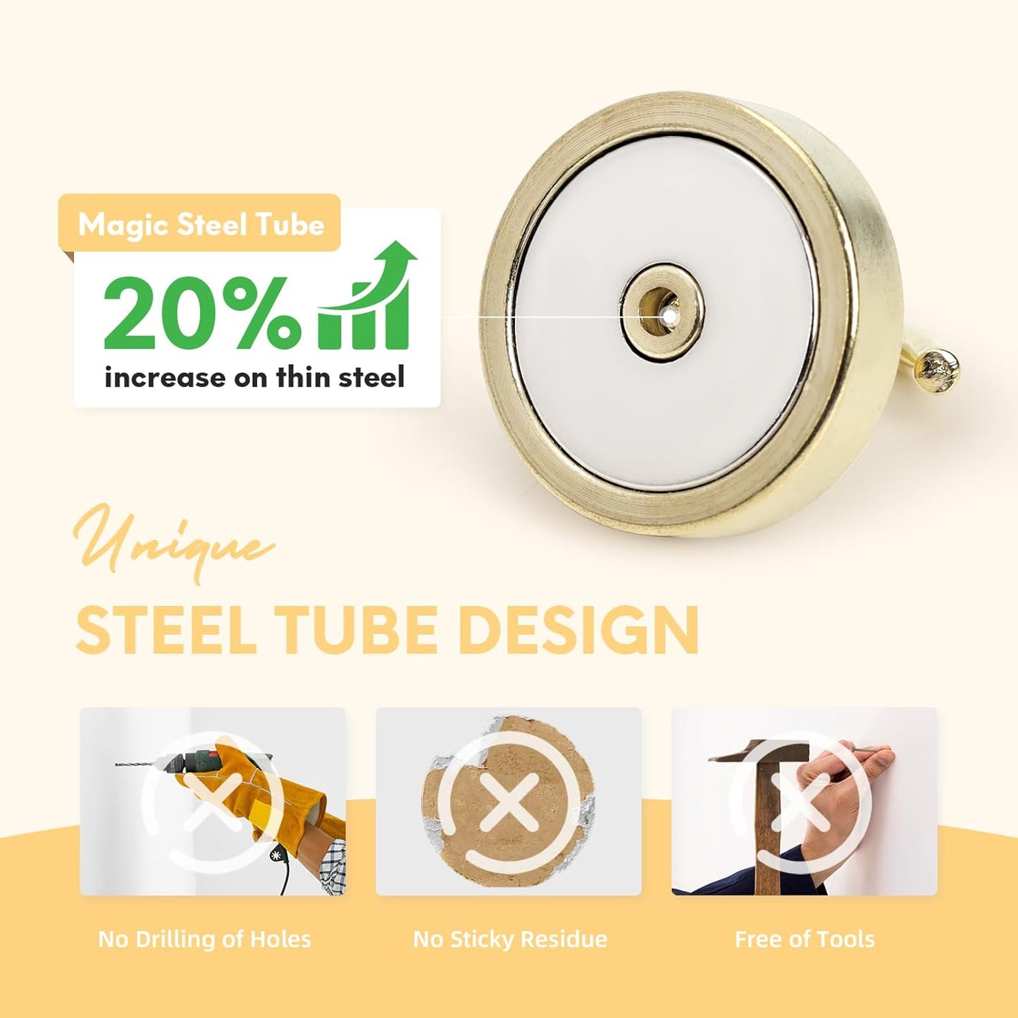 Neosmuk Magnetic Hooks, Cruise Ship Essentials, 100lb+ Heavy Duty Magnetic Hooks for Cruise Cabins, Refrigerator, Grill, Hanging, and Travel | Extra Strong Must-Haves Magnet Hook,Gold