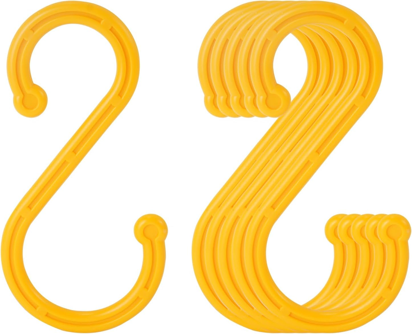 6 Pack Heavy Duty S Hooks, 5.82Inch Hooks for Hanging Heavy Duty, Sturdy Non Slip Yellow S Hooks for Hanging Closet,Kitchen,Bathroom,Garden Tools,Industry