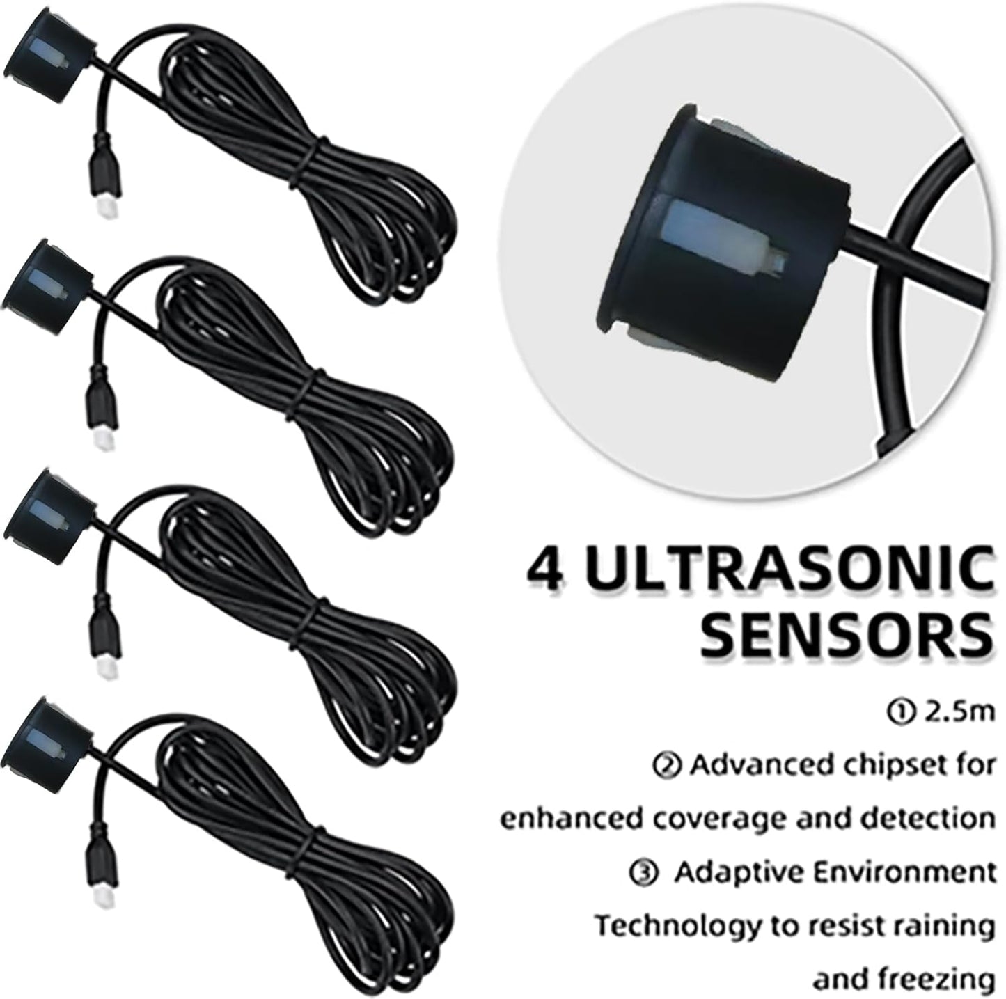 Car Reverse Backup Parking Sensor Radar System kit The LED Display with 3 Colors can Both Shows Distance Data and warn You with beep Sound Adjustable Volume Compact and Easy to Install(Matte Black)